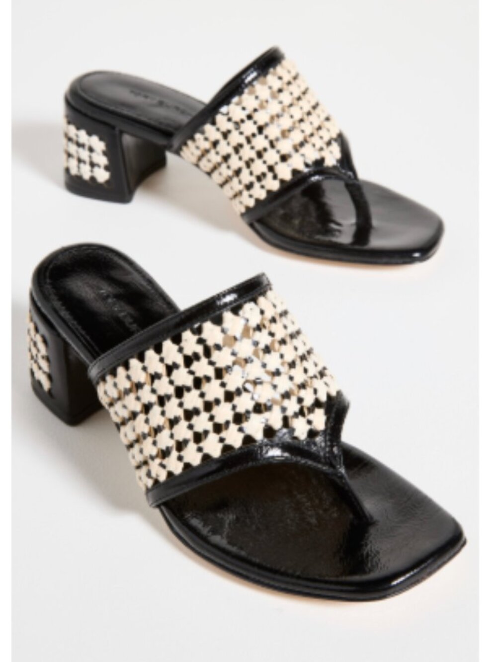 New Never Worn - Tory Burch Woven Raffia Heeled Sandals Black / Natural size 8